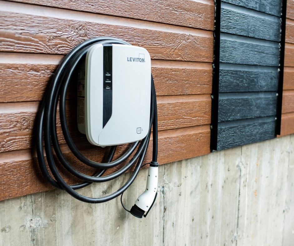 EV car charger on a wall